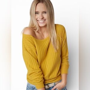 Billabong Glow Up Brushed Knit Ribbed Long Sleeve Burnt Gold Women's Size S